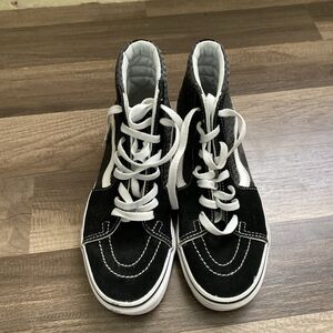 Teens VANS Off The Wall High Top Black White Sneakers Shoes Size 5.5